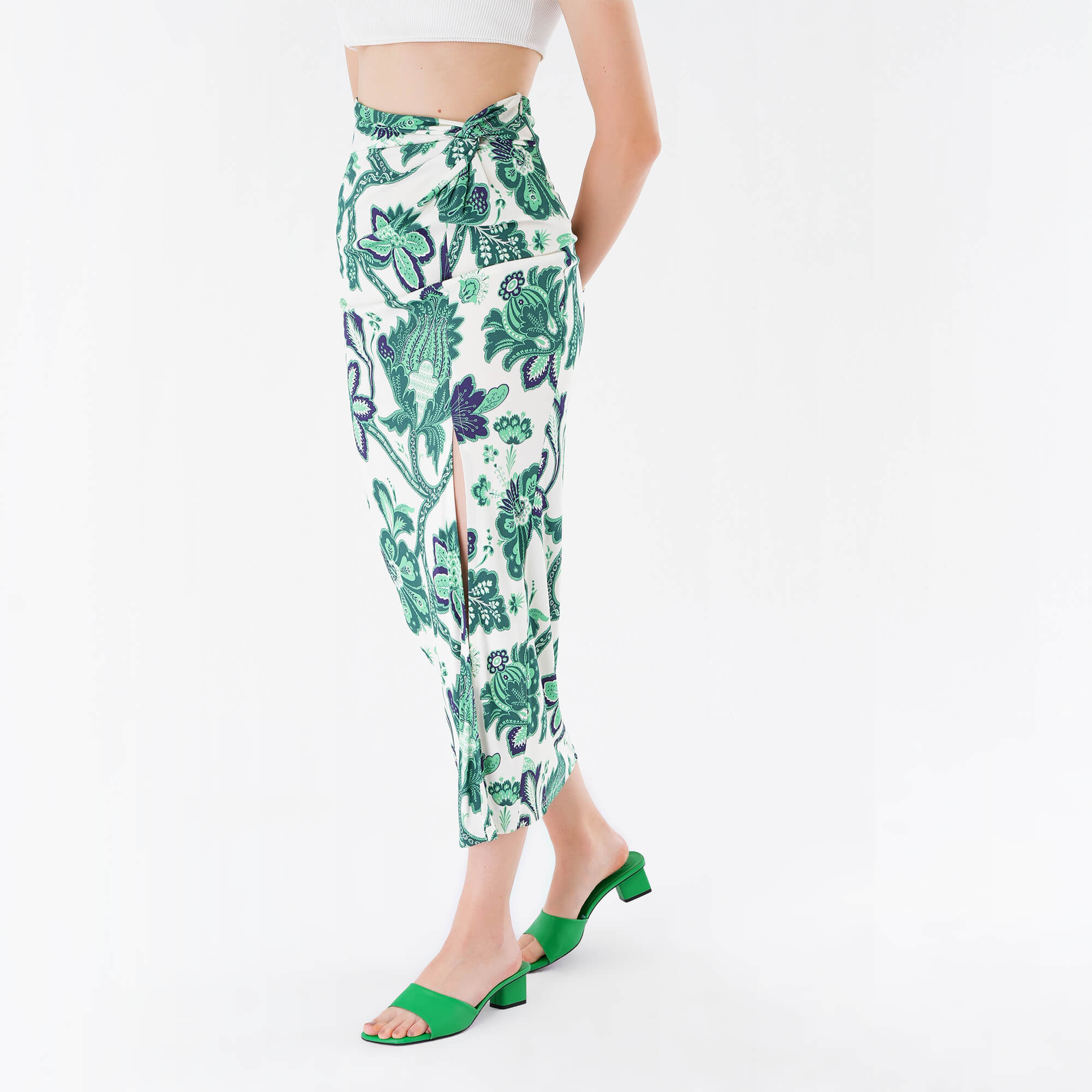 Etro - Green Tree of Life Print Wrap Skirt IT42